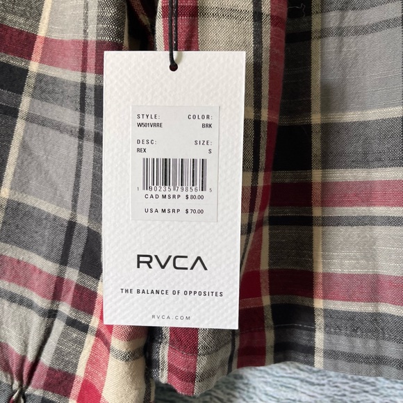 RVCA collared shirt New with Tags Small - Picture 3 of 3